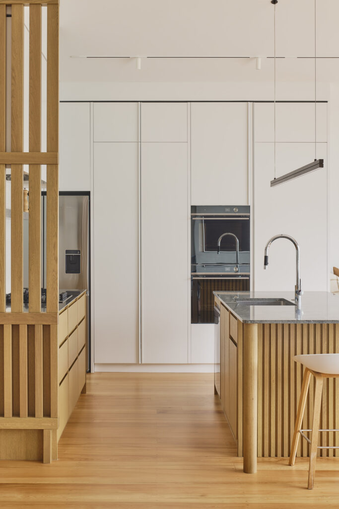Open-plan kitchen dining and living, Westmere bungalow renovation