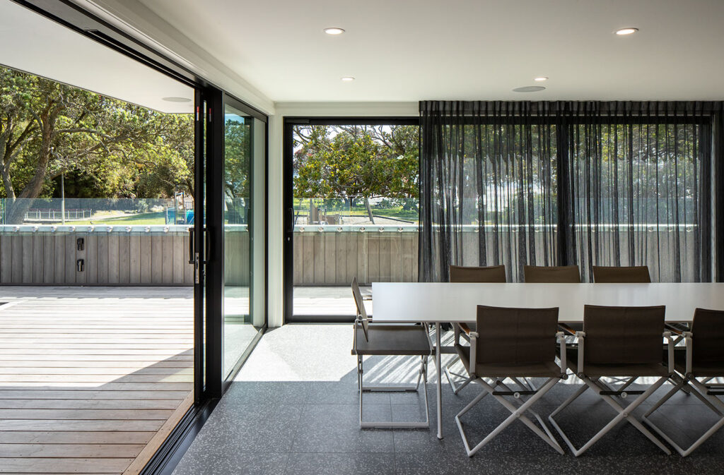 Entertainment area, new house in Cockle Bay, Architects