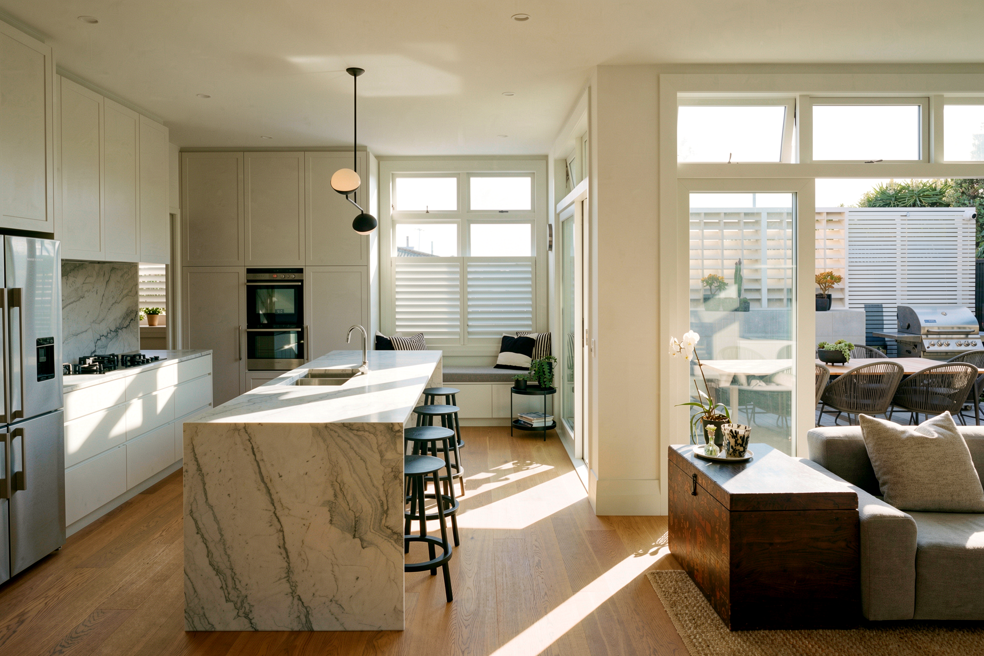 Open plan living in large scale renovation to Bungalow, Grey Lynn