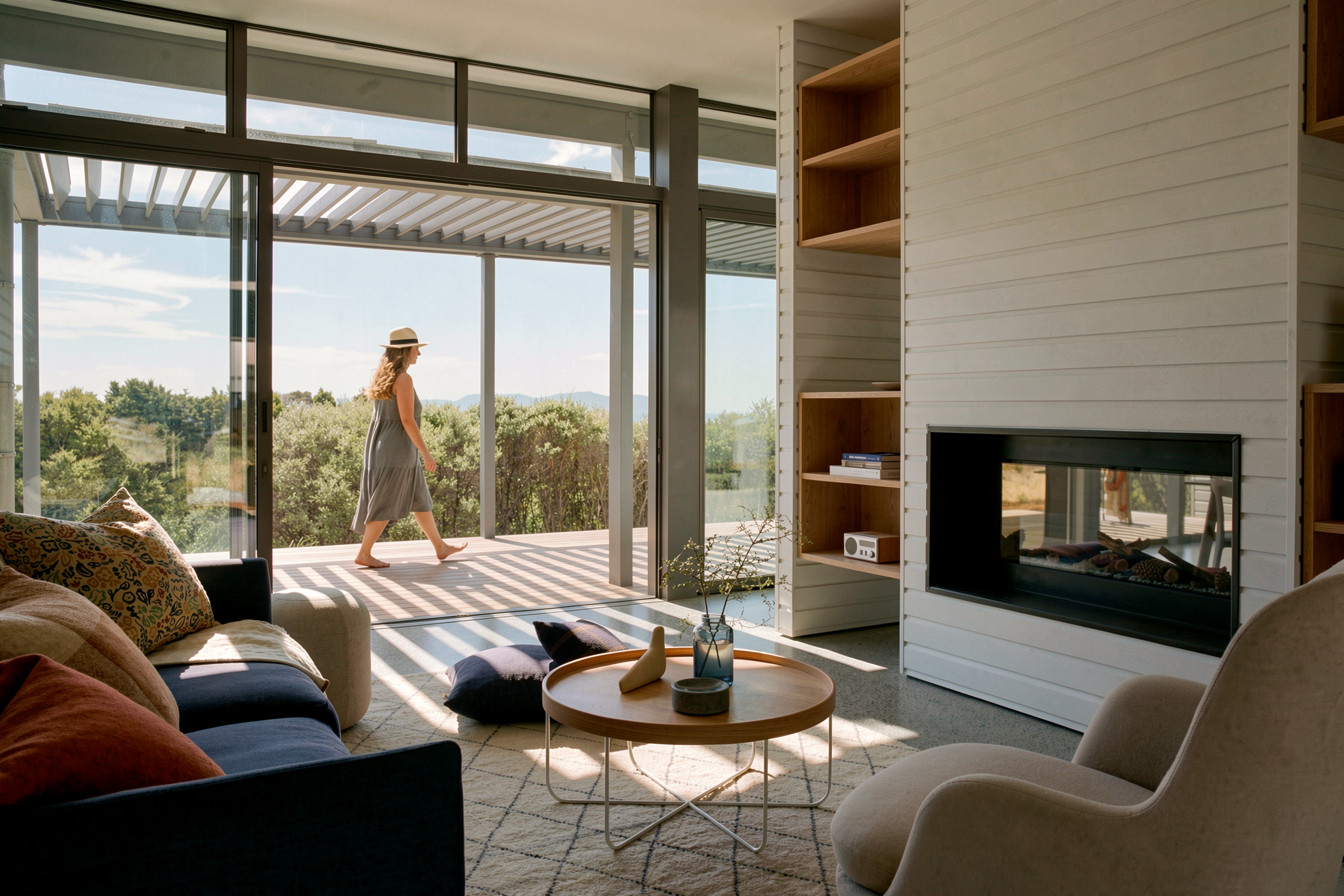 Lifestyle property interior with concrete floor, Waipu new house