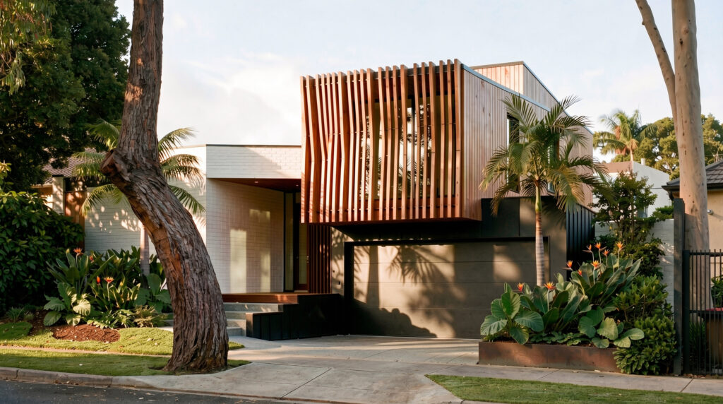New family house in Westmere, Auckland street view, cedar and brick