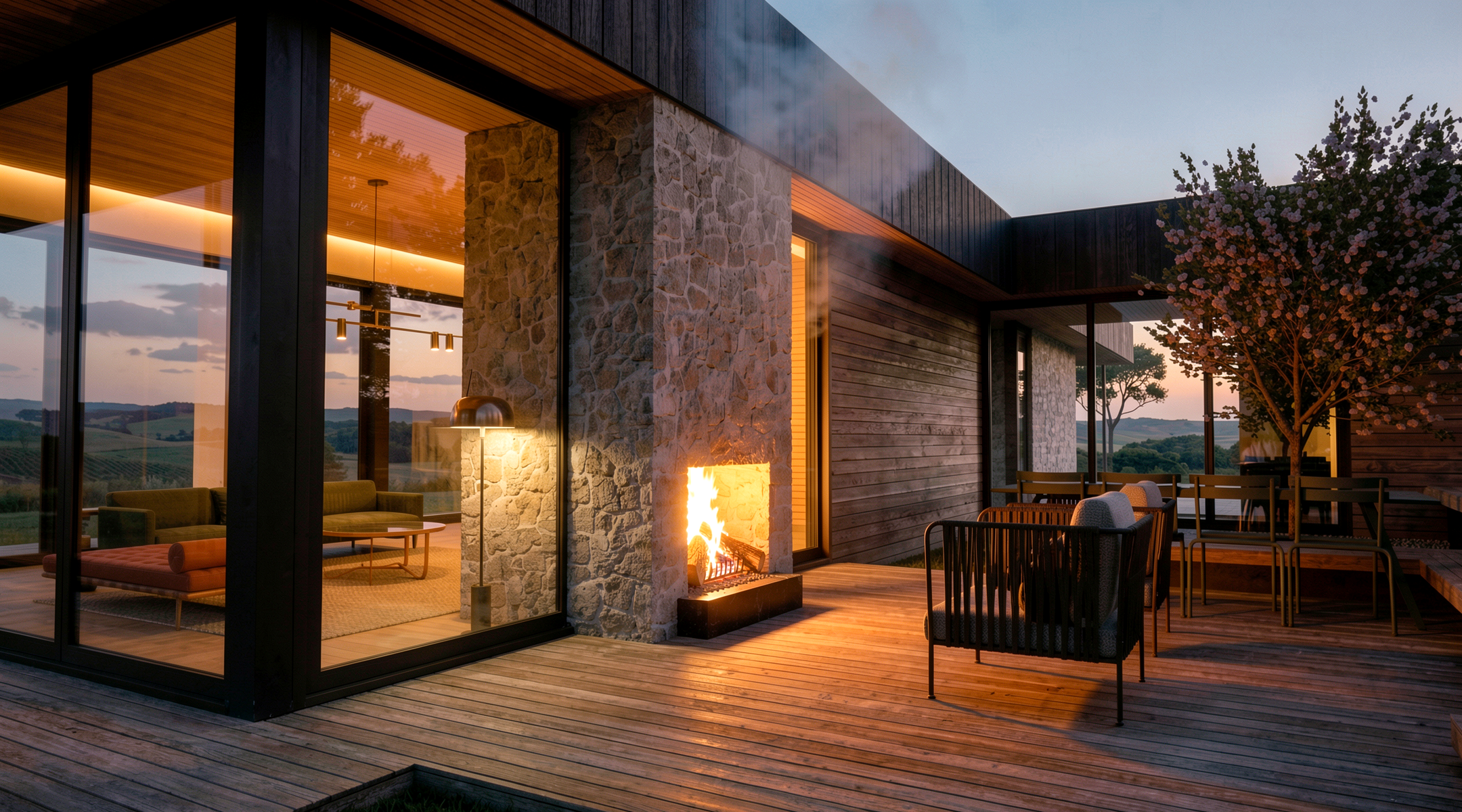Matakana outdoor fire by Rogan Nash for a family home